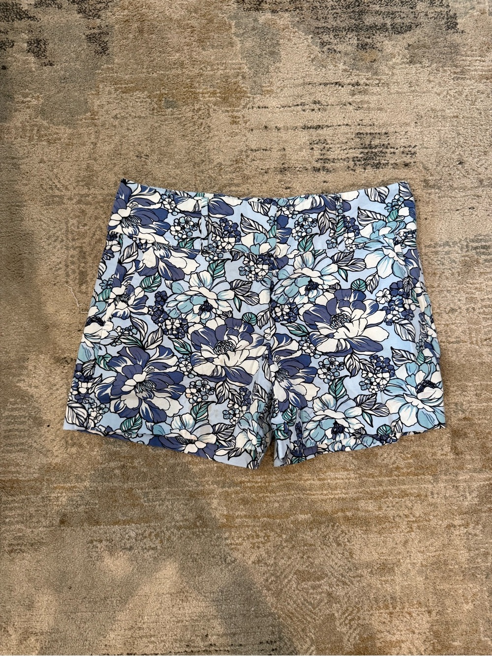 Ann Taylor Blue Floral Print Bermuda Shorts